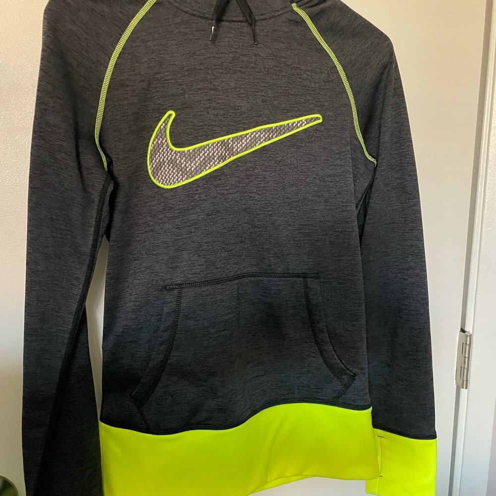 Women’s Nike Charcoal and Neon Yellow Sweatshirt Hoodie